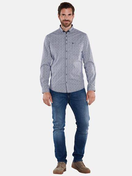 engbers Herren Langarm-Hemd gestreift Blau 36057