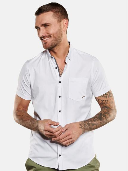 emilio adani Herren Kurzarm-Hemd slim fit Weiß 35116