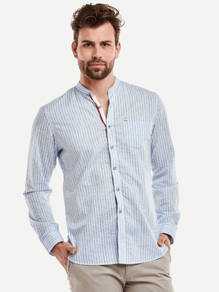 engbers Herren Hemd gemustert in Blau 27318