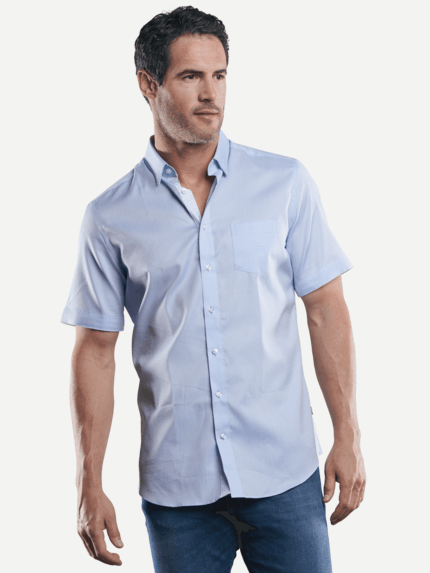 engbers Herren 100% bügelfreies Hemd in Blau 29454