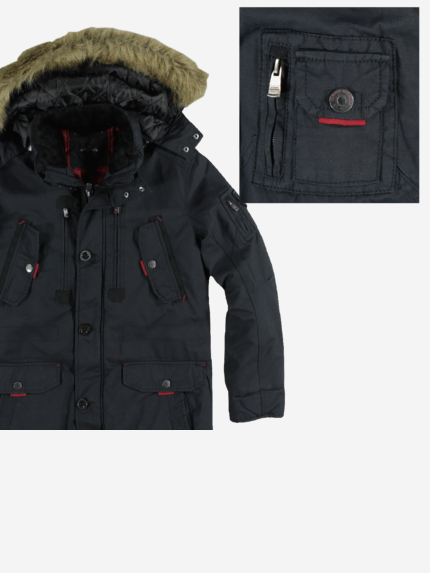 Engbers Herren Jacke Saphirblau - Dezent Glänzend Mit Lederoptik-Paspelierung