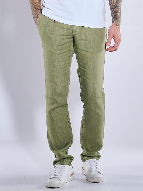 emilio adani Herren Chino aus Leinen Grün 37059