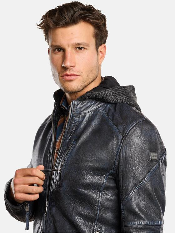 engbers Herren Lederjacke mit abnehmbarer Kapuze Grau 33550