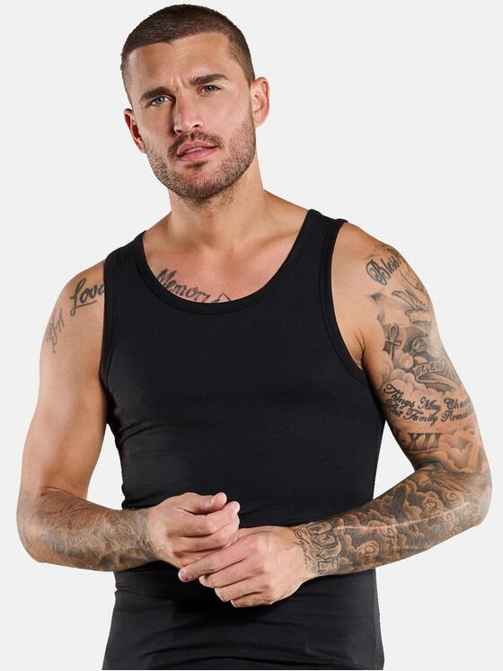 emilio adani Herren Tank-Top uni Schwarz 36237