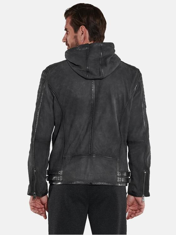 engbers Herren Lederjacke mit abnehmbarer Kapuze Blau 35446