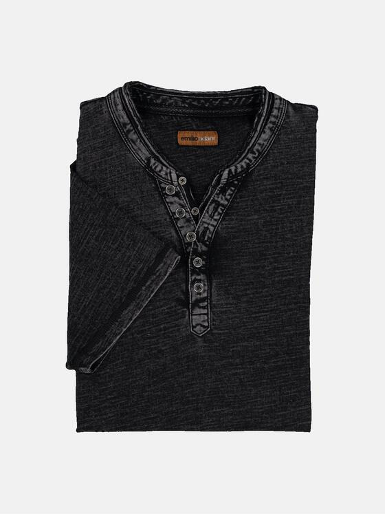 emilio adani Herren Henley-Shirt uni Schwarz 36785