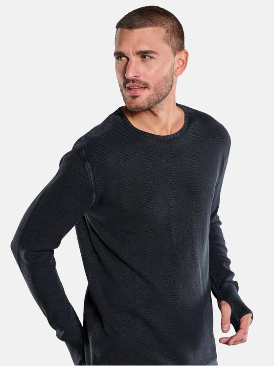 emilio adani Herren Pullover strukturiert Blau 34121