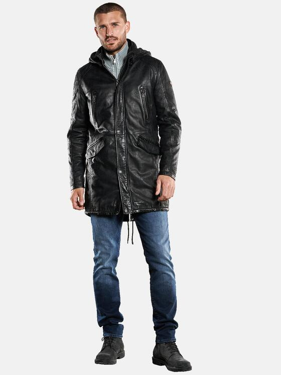 emilio adani Herren Lederjacke Schwarz 33531