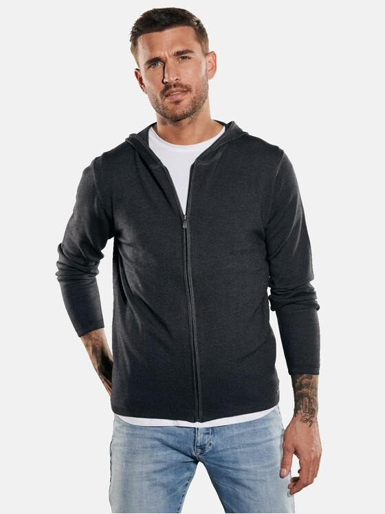 emilio adani Herren Cardigan mit Kapuze Grau 35411