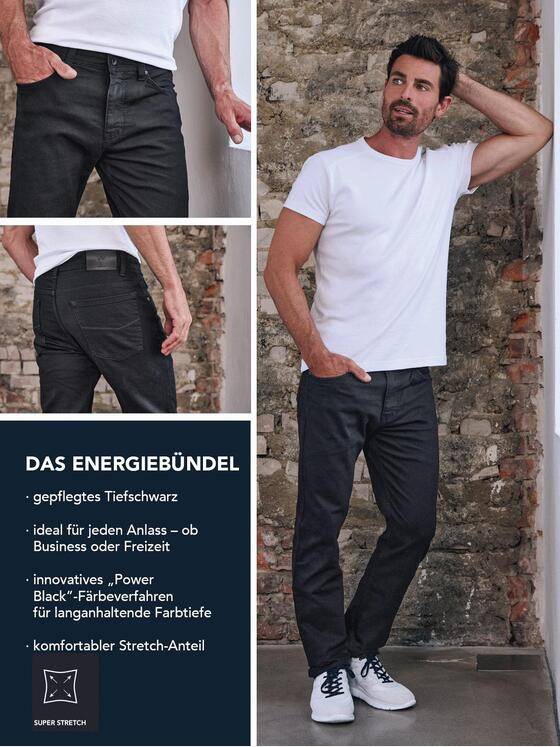 engbers Herren Super-Stretch-Jeans "My Favorite" Schwarz 37384