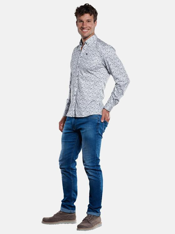 engbers Herren Langarm-Hemd mit All-Over-Print Grau 33375