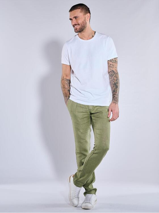 emilio adani Herren Chino aus Leinen Grün 37059