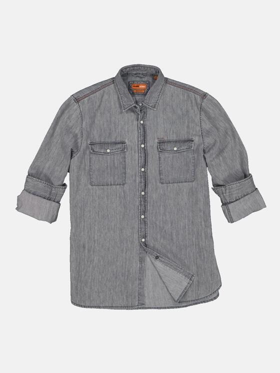 emilio adani Herren Langarm-Hemd aus Denim Grau 34467