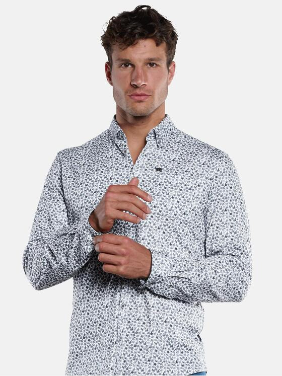 engbers Herren Langarm-Hemd mit All-Over-Print Grau 33375