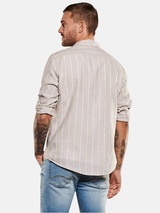 emilio adani Herren Langarm-Hemd mit Leinenanteil Beige 34969