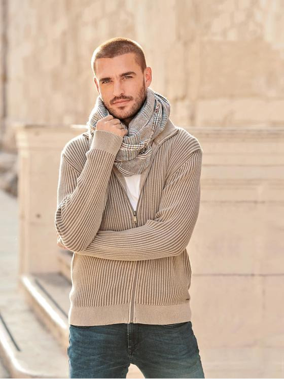 emilio adani Herren Cardigan strukturiert Beige 36070