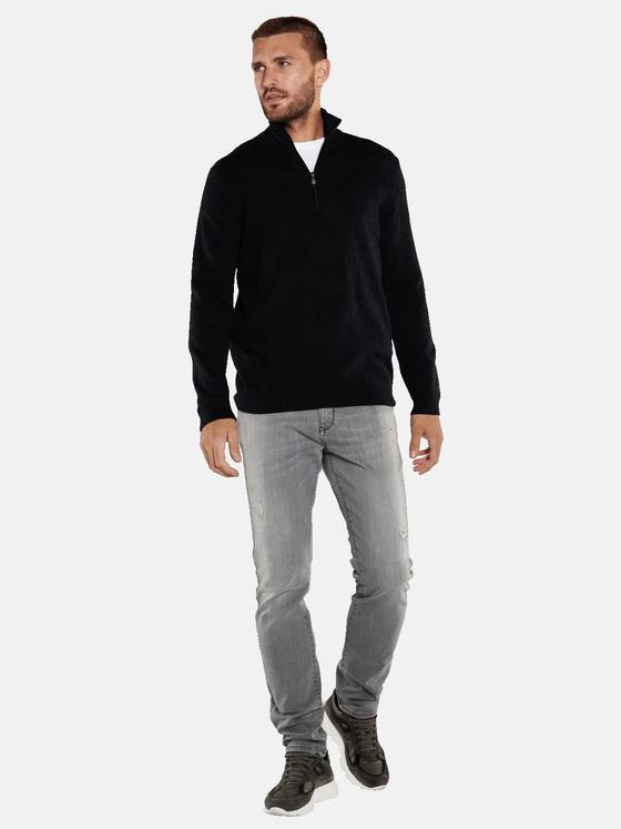 emilio adani Herren Pullover mit Troyerkragen Grau 35857