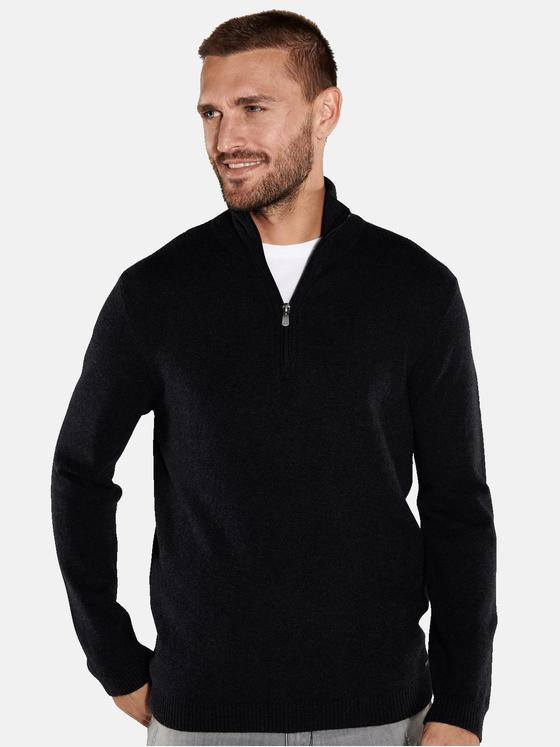 emilio adani Herren Pullover mit Troyerkragen Grau 35857