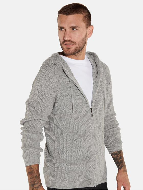 emilio adani Herren Strickjacke mit Kapuze Grau 35706