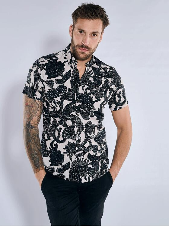 Herren hemd schwarz gemustert clearance