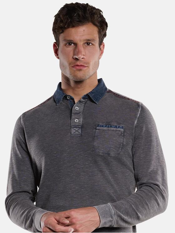 engbers Herren Polo-Shirt mit feiner Struktur Grau 33393