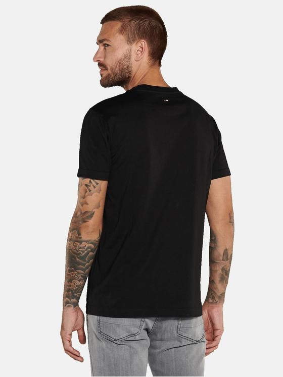 emilio adani Herren T-Shirt uni Schwarz 36146