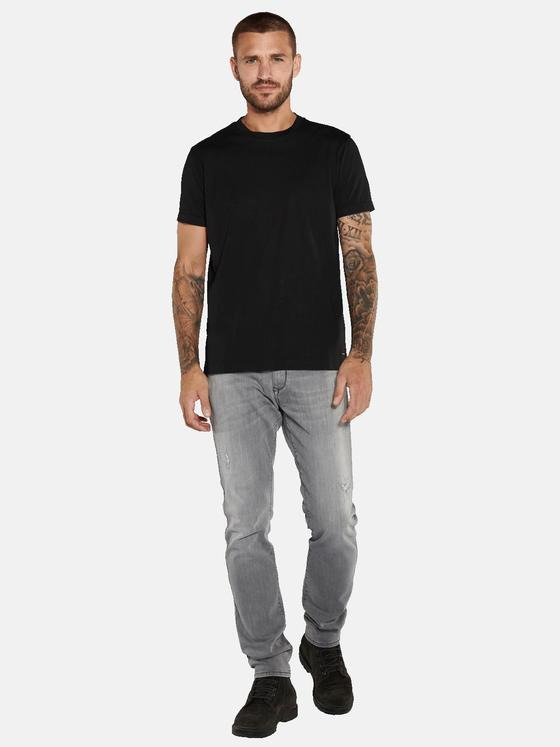 emilio adani Herren T-Shirt uni Schwarz 36146