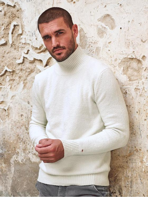 emilio adani Herren Pullover mit Rollkragen Weiß 35707