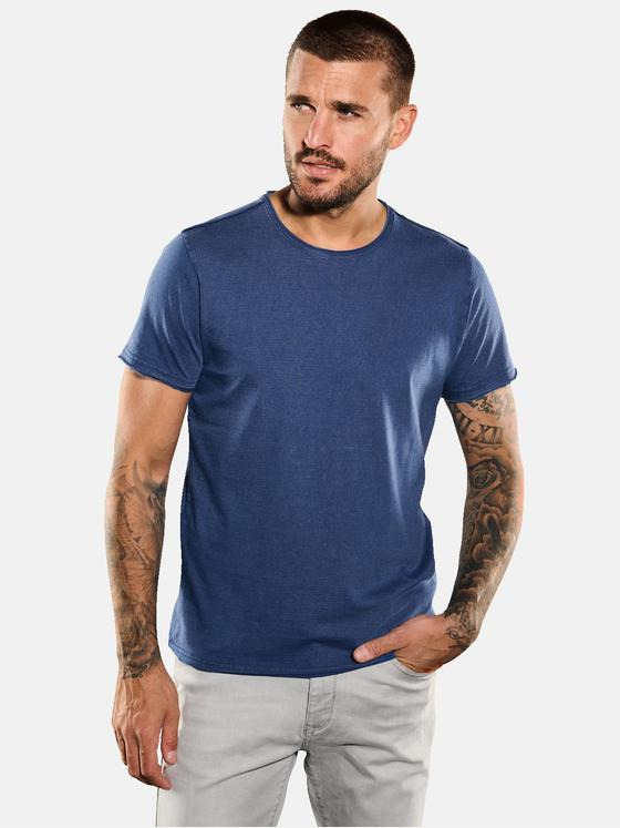 emilio adani Herren T-Shirt uni Blau 35350