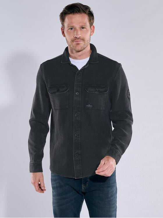 engbers Herren Overshirt strukturiert Schwarz 37311