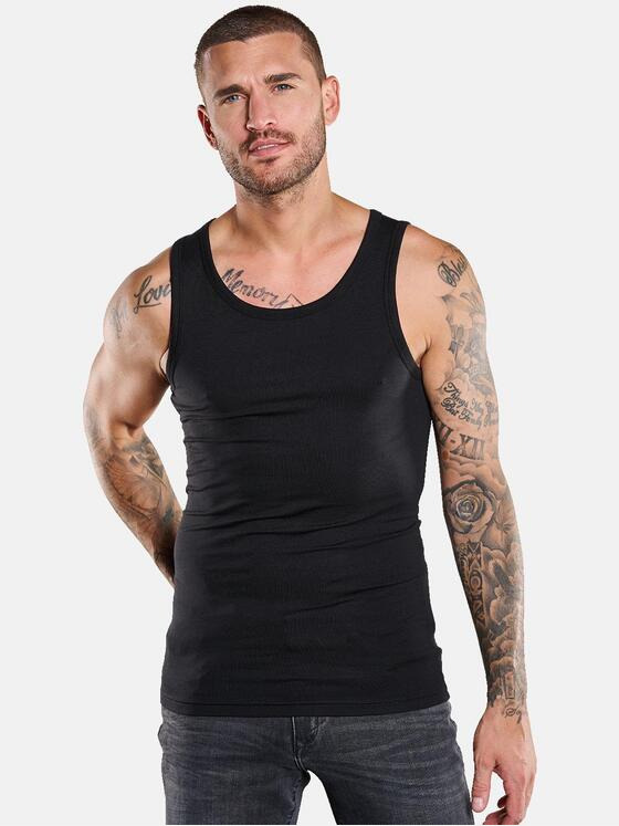 emilio adani Herren Tank-Top uni Schwarz 36237