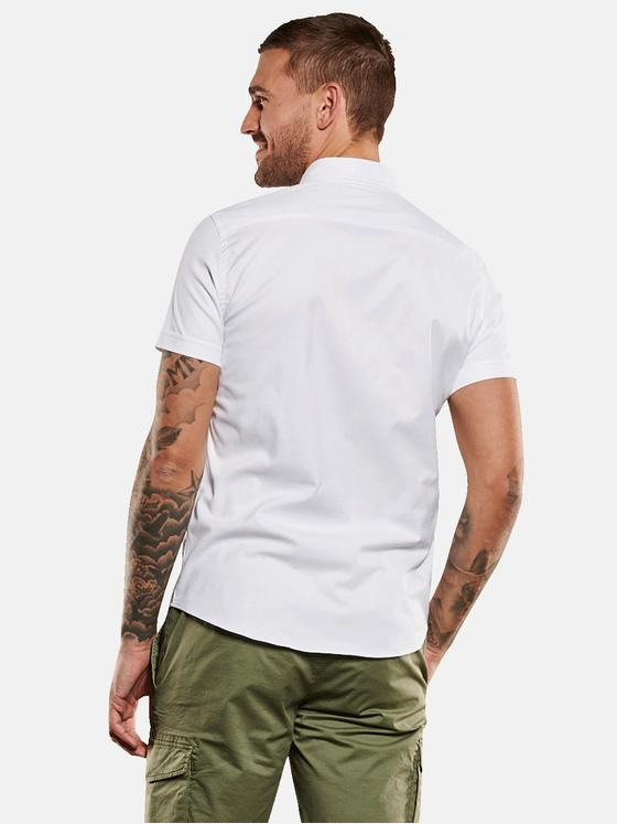 emilio adani Herren Kurzarm-Hemd slim fit Weiß 35116