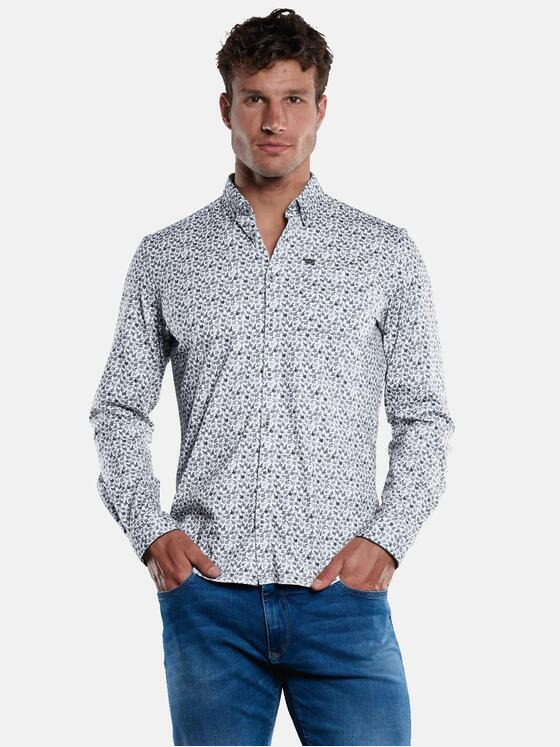 engbers Herren Langarm-Hemd mit All-Over-Print Grau 33375