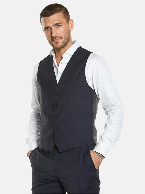 emilio adani Herren Anzug-Weste slim fit Blau 34914