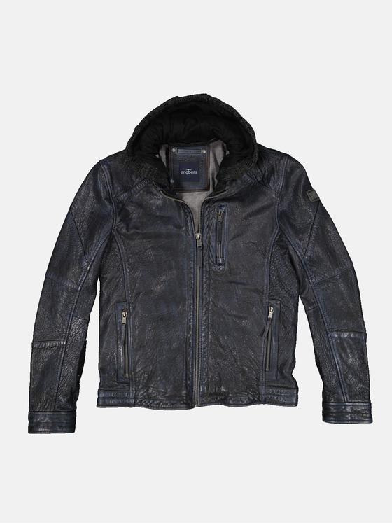 engbers Herren Lederjacke mit abnehmbarer Kapuze Grau 33550