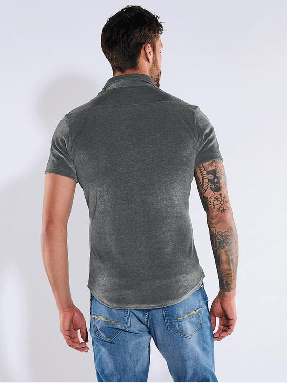 emilio adani Herren Kurzarm-Hemd slim fit Grau 36188