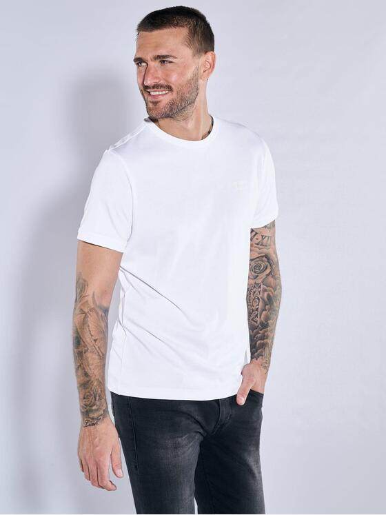 emilio adani Herren T-Shirt uni Weiß 37230