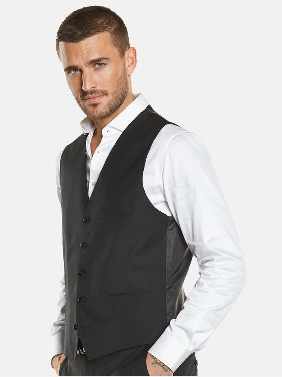 emilio adani Herren Anzug-Weste slim fit Schwarz 34917