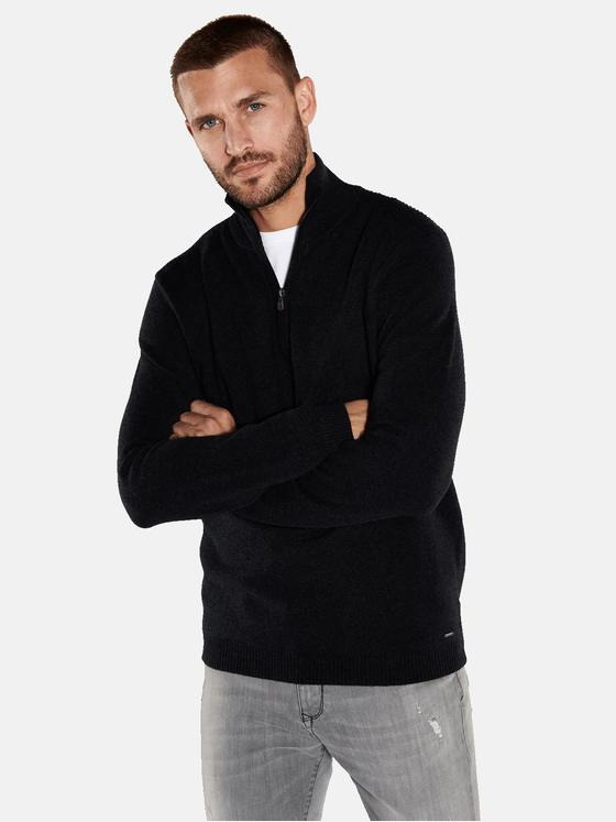 emilio adani Herren Pullover mit Troyerkragen Grau 35857