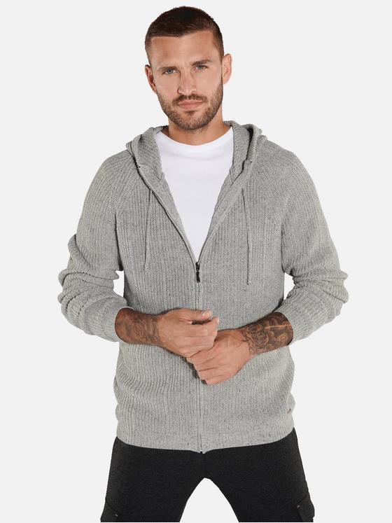 emilio adani Herren Strickjacke mit Kapuze Grau 35706