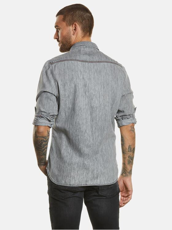 emilio adani Herren Langarm-Hemd aus Denim Grau 34467