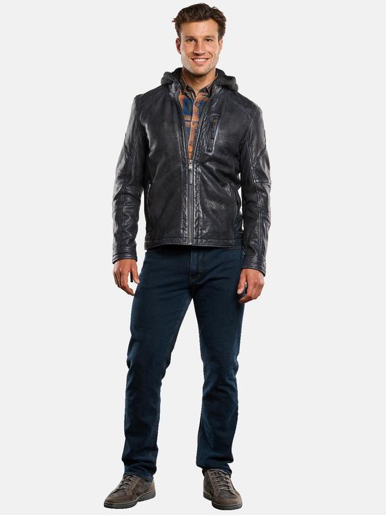 engbers Herren Lederjacke mit abnehmbarer Kapuze Grau 33550