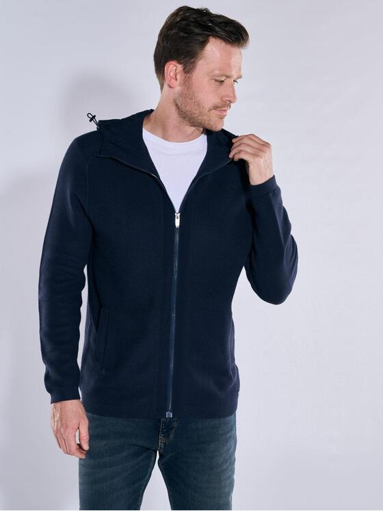 engbers Herren Strickjacke mit Kapuze Blau 37437