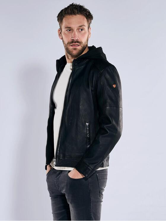 emilio adani Herren Lederjacke Schwarz 36515