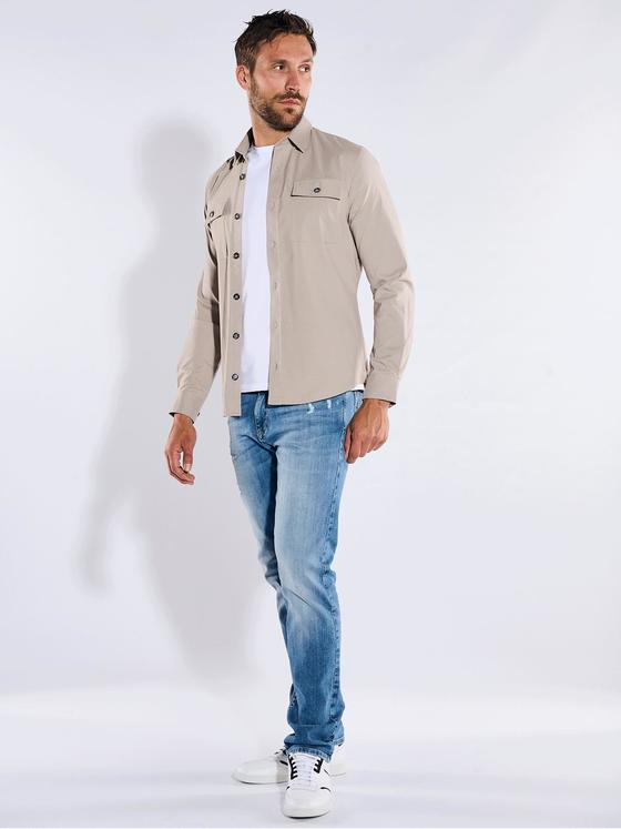 emilio adani Herren Langarm-Hemd slim fit Beige 36189