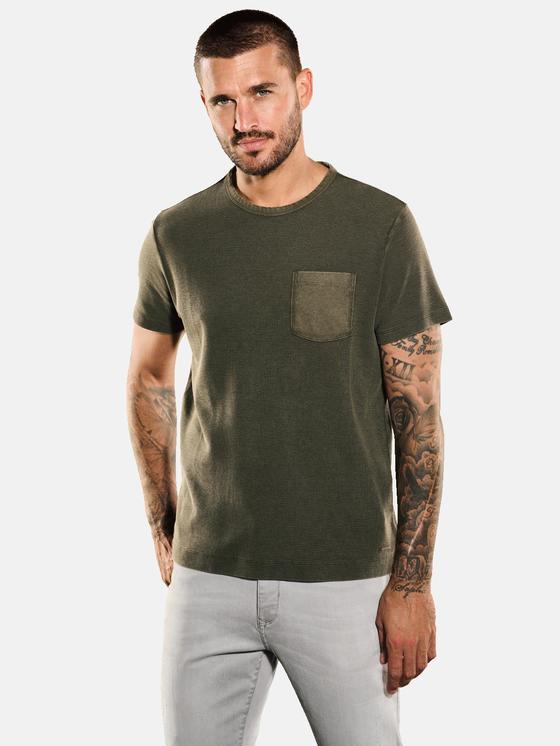 Herren T-Shirt gemustert in Khaki 35353 | kaufen emilioadani