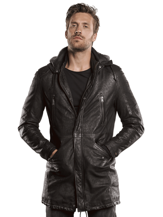 Herren Lederjacke Im Parkastyle In Schwarz Kaufen 309 Emilioadani