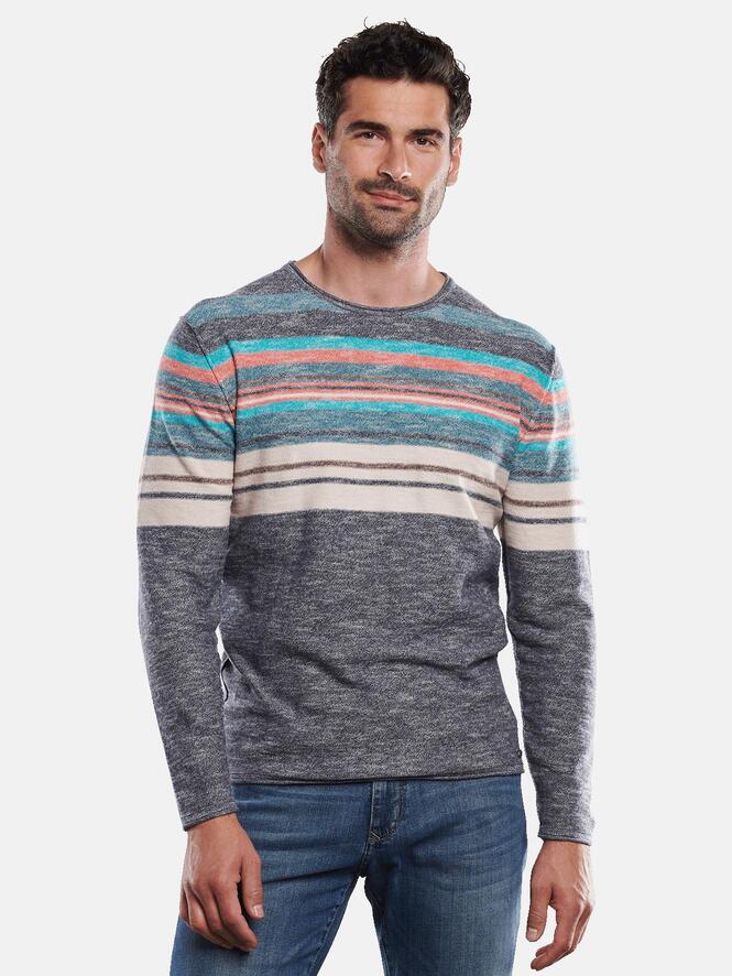 Engbers Herren Pulllover Saphirblau - Strukturierter Rundhals Pullover
