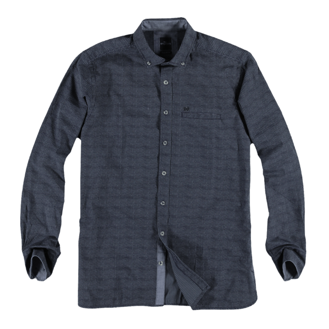 Engbers Herren Langarm-Hemd Gemustert Saphirblau - Comfort Stretch Business Hemd