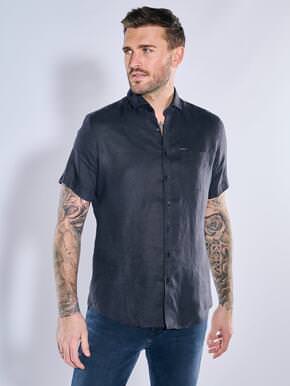 emilio adani Herren Kurzarm-Hemd aus Leinen 38594